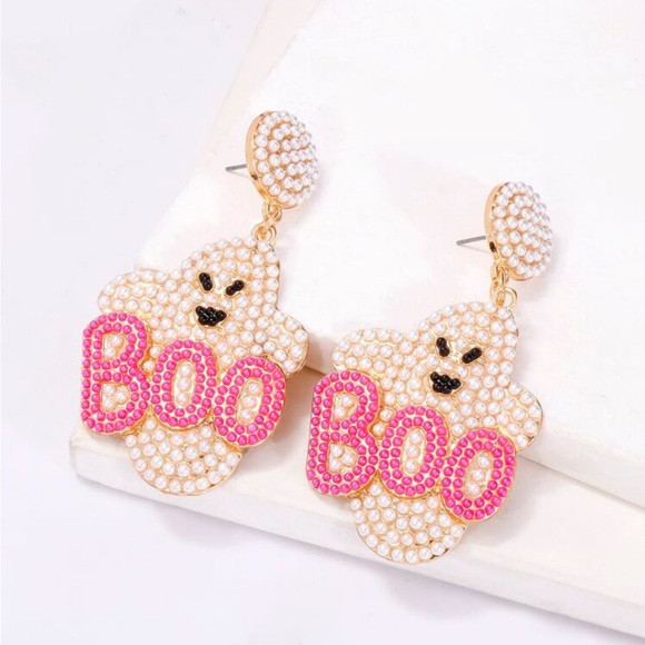 NWT Boo Ghost Earrings - Barbiecore Pink and Halloween Orange - Picture 6 of 9